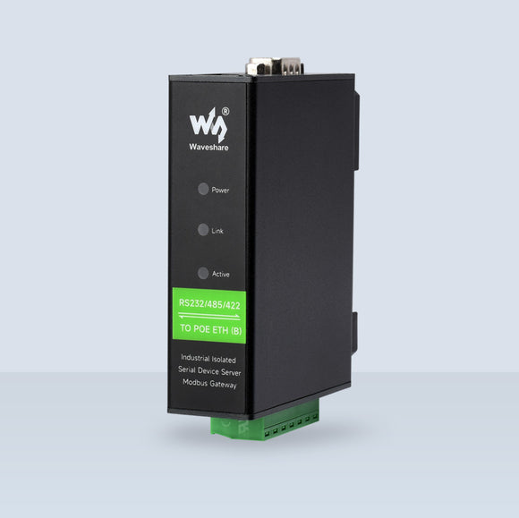 Rail-Mount Serial Server, RS232/485/422 to RJ45 Ethernet Module, TCP/IP to serial, POE Function Optional